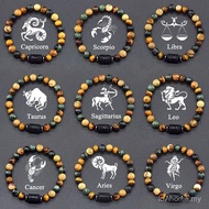 12 Zodiac Sign Bracelet Natural Stone Rope Chain Jewelry for Women Men Aries Leo Virgo Libra