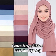 [BORONG] Shawl Cotton Jersey Ribbed Pleated | Tudung sarung