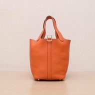 Picotin 18 菜籃子 93愛馬仕橙 TC皮 框R 銀扣