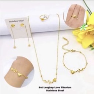 Jewelry set - One set of women's love titanium stainless steel imported Korean contemporary fashiona