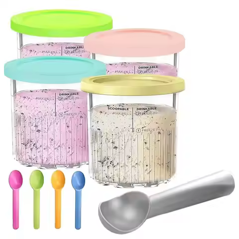 B97A-For Ninja Creami Deluxe NC500 NC501 Series Replacement 24Oz Pints- 4-Pack BPA-Free Containers W