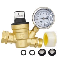 (ZKTI) Adjustable Water Pressure Regulator RV Brass Water Pressure Reducer with Gauge and Inlet-Scre