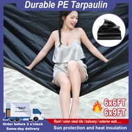 PE Black Waterproof canvas Tarpaulin sheet 6x6FT 6x9FT Waterproof Ground Sheet Tarp Tarpaulin Multip