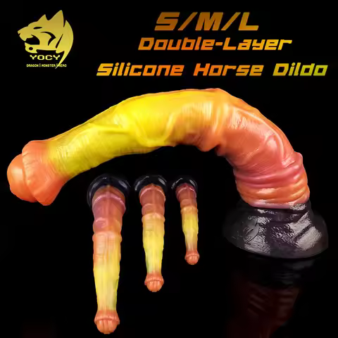 YOCY Giant Horse Dildo 17.4" Long Anal Plug 3.62" Thick Double-Layer Silicone Horse Cock With Strong