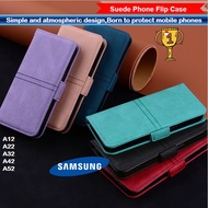Flip Leather Case Samsung A12 A22 4G A22 5G A32 5G A42 A52 A52s Shell Magnetic Card Slots Line Wallet Cover Casing
