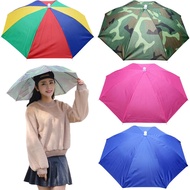 4 Pek Topi Payung, Topi Payung Tanpa Tangan 26.4" untuk Dewasa, Topi Payung Lipat Kalis Air dengan T