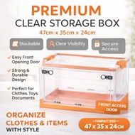 PREMIUM CLEAR ORANGE STORAGE BOX (47 x 35 x 24CM)