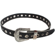 Punk Rhinestone Buckle Belts Woman Locomotive Full Sequins Waist Western Cowgirl Y2K Girls Belt For 