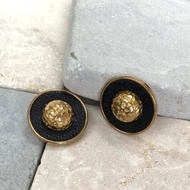 【 日本直送 名牌中古包 】CELINE 賽琳 圓形耳環 金色 黑色 星球造型 vintage 古著 k5us25