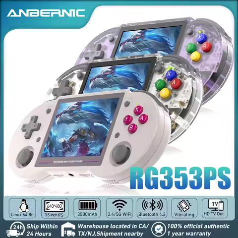ANBERNIC RG353PS Retro Handheld Game Console 3.5'' IPS Screen Linux OS RK3566 64 Bit Game Player 128