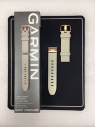 全新原廠 Garmin QuickFit 20mm 皮錶帶 (玫瑰金錶扣)