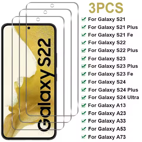 3PCS Tempered Glass For Samsung Galaxy S22 S23 Plus S24 Ultra S21 Fe Screen Protector For Samsung A5