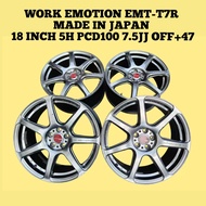 WORK EMOTION EMT-T7R 18 INCH 5H PCD100 7.5JJ +47 Sport Rim Toyota Wish Altis Caldina Corolla Subaru 