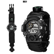Multifunctional Tactical Watch Outdoor Field Camping Watch Strap Umbrella Rope Flint Compass Whistle