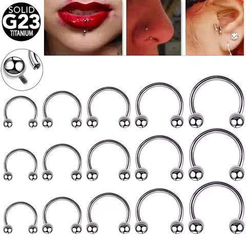 1/5PCS Titanium Lip Hoop Rings 16G 14G 18G Horseshoe Barbell Tragus Cartilage Earring Helix Daith Se