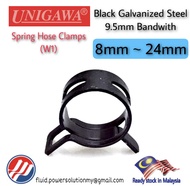[ UNI ] Automotive Black Spring Hose Clip 8mm~24mm , Black Galvanised Steel, Fuel Hose, Air Hose, Hose Clamp.