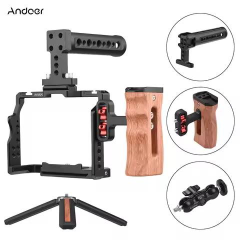 Andoer Camera Video Cage for Sony A7IV/ A7III/ A7II/ A7R III/ A7R II/ A7S II with Dual Cold Shoe Mou