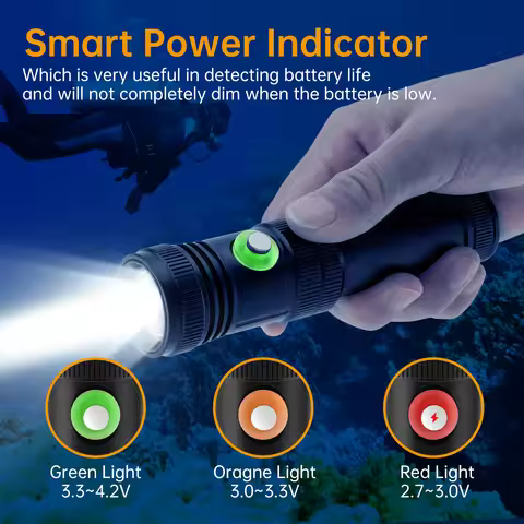 T40 Professional LED Diving Flashlight Underwater 50M 4 Modes Light 90 Degree Beam 1000 Lumen Waterp