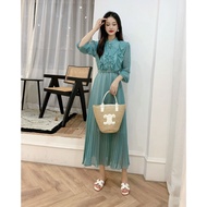 Ananda Dress Korean Simple Basic Plain Chic Minimalist Casual Formal Midi Sweet Holiday Party Women'