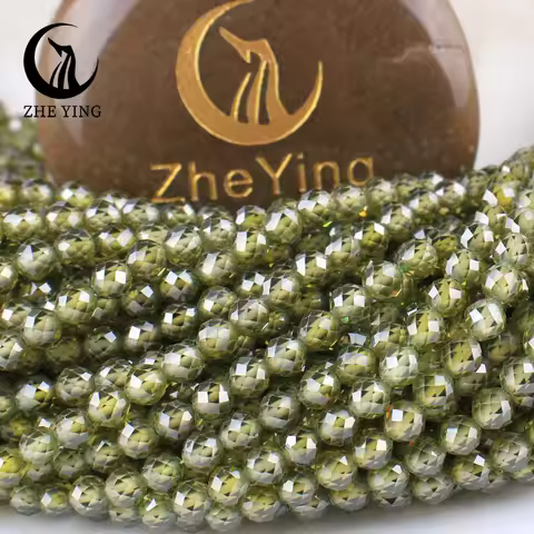 Zhe Ying 4mm Faceted AAA Zircon Beads Top Quality Loose Beads Gemstone Cubic Zirconia Stone Beads fo