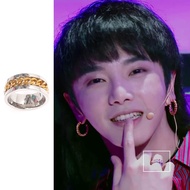 Huahua Hua Chenyu Inspired Steel Ring with Gold Chain, Titanium Steel Couple Ring, Trendy Cool Ring 