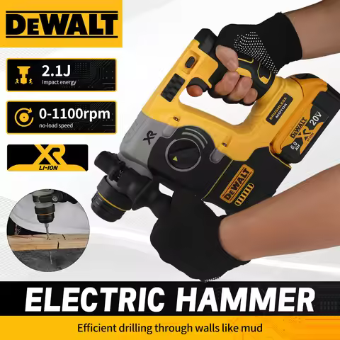 DEWALT DCH273 Brushless Rotary Hammer,20V 6.0Ah Battery2.1J Impact Energy,360°Handle–Efficient for C