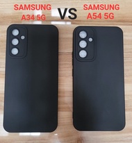Casing Hp Samsung A34 A54 5G Terbaru Motif Hitam Polos Free Ring Tali Silikon Soft Case Handphone
