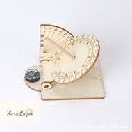 [AuraLayor] 1 Set Wooden Scientific Model Teaching Aid DIY Equatorial Sundial Clock Educational Toys