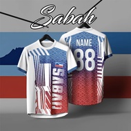 Jersi Bercetak, Malaysia Sabah,untuk Baju-T Muda, Uniseks, BolehDisesuaikan, Percuma
