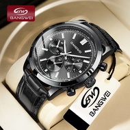 LIGE x BANGWEI  Watch Men Original Fashion Quartz Business Waterproof Leather Luminous Wrist Watches For Men