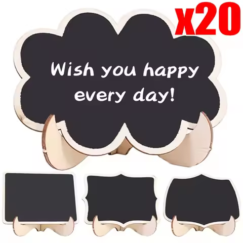 20/1PCS Mini Blackboard Ornament Wooden Whiteboard Message Chalkboard Stand Decoration Table Display