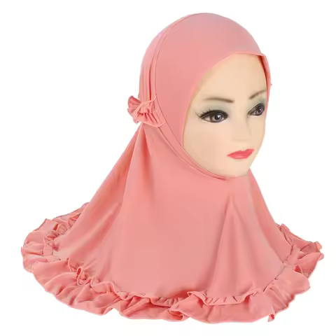 H361 Beautiful Fit 3-6 Years Old Girls Cute Hijab Head Scarf With Crinkles Baby Muslim Shawl Turban 