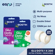 Bostik Glu Dots Removable/Extra Strong Glue Dots Adhesive Dots Clear (200pcs in a roll)