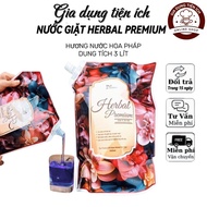 Carton of HERBAL PRENUM laundry detergent with French perfume (1 box of 4 packs) with long-lasting f