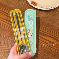 全城熱賣 - 蠟筆小新勺筷叉子三件套可攜式不銹鋼卡通兒童學生高顏值可愛餐具（平行進口）