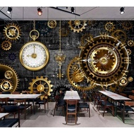 Custom wallpaper mural KTV Metal Wall Mural Retro Nostalgic Background Ktv Industrial Decor Wallpape
