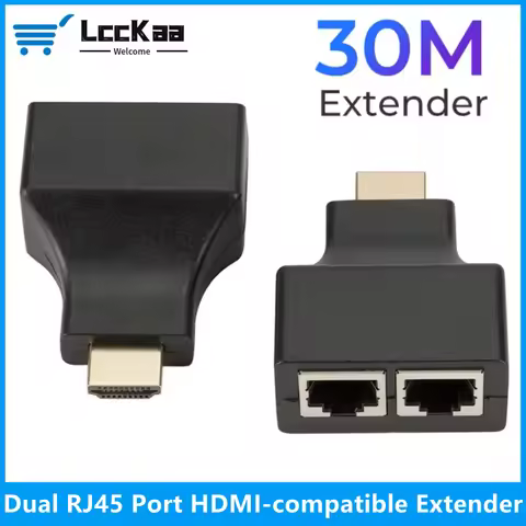 30M HDMI Extender Dual RJ45 HDMI-compatible Extender 1080P Network Extender by CAT5e CAT6 LAN Extens