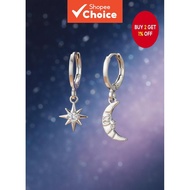 Star Moon Asymmetric Earrings for Women Trendy Hoop Dangle Celestial Jewelry for Daily or Party