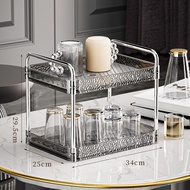 Plastic Double-Layer Storage Rack Is Detachable Suitable for Placing Cups Snacks Beverages Seasoning