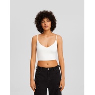 BERSHKA WHITE CROP TANK TOP