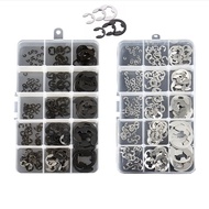 [33333] 225pcs/set E-Shaped Snap Ring Washer Combination Kit 304 Stainless Steel M1.5-M15 Pulley Sha