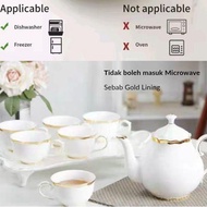 Luxury Gift 13pcs Tea Set Gold Rim Teapot with Rak Fine Porcelain – Cawan Teko Kopi Piring English H