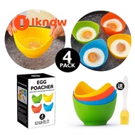 I know 4 Pack Silicone Egg Poacher Cups with Ring Standers Nonstick Egg Poaching Cups for Air Fryer