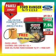 Pakej Jimat Ford Ranger T6 T7 ( 7.5L Castrol Diesel Engine Oil CRB Mini Truck 15W40 CH4 + Oil Filter Untuk 4x4 Ford Ranger )