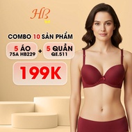 [COMBO 5 SETS OF CLOTHES] Bra HB.229 size 75A and underwear QE.511 (5 shirts + 5 pants)