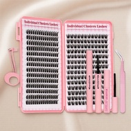 Cluster Lash Extension Set – Natural DIY Look, Mixed Lash Styles with Adhesive & Tools  Set Peluasan