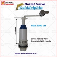 Goldolphin GDA 2000lh ~ Chrome Handle Toilet Cistern Flush Valve 40mm / 50mm Big Wall Hardware