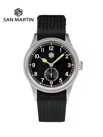 San Martin SN0105 36mm Men Watch RONDA 6004 Quartz Movement Stainless Steel Simple Wristwatch Lumino