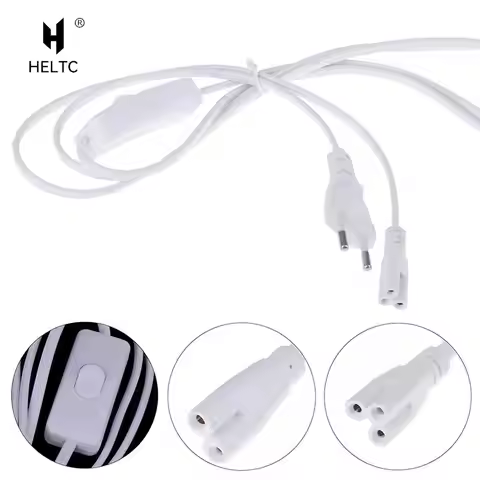 1.8m Lighting Accessory 250V EU Plug Switch Cable For T5 LED Tube T8 Power Charging Wire Connection 