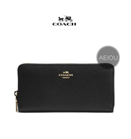 COACH Accordion Zip Wallet In Crossgrain Leather (Black)